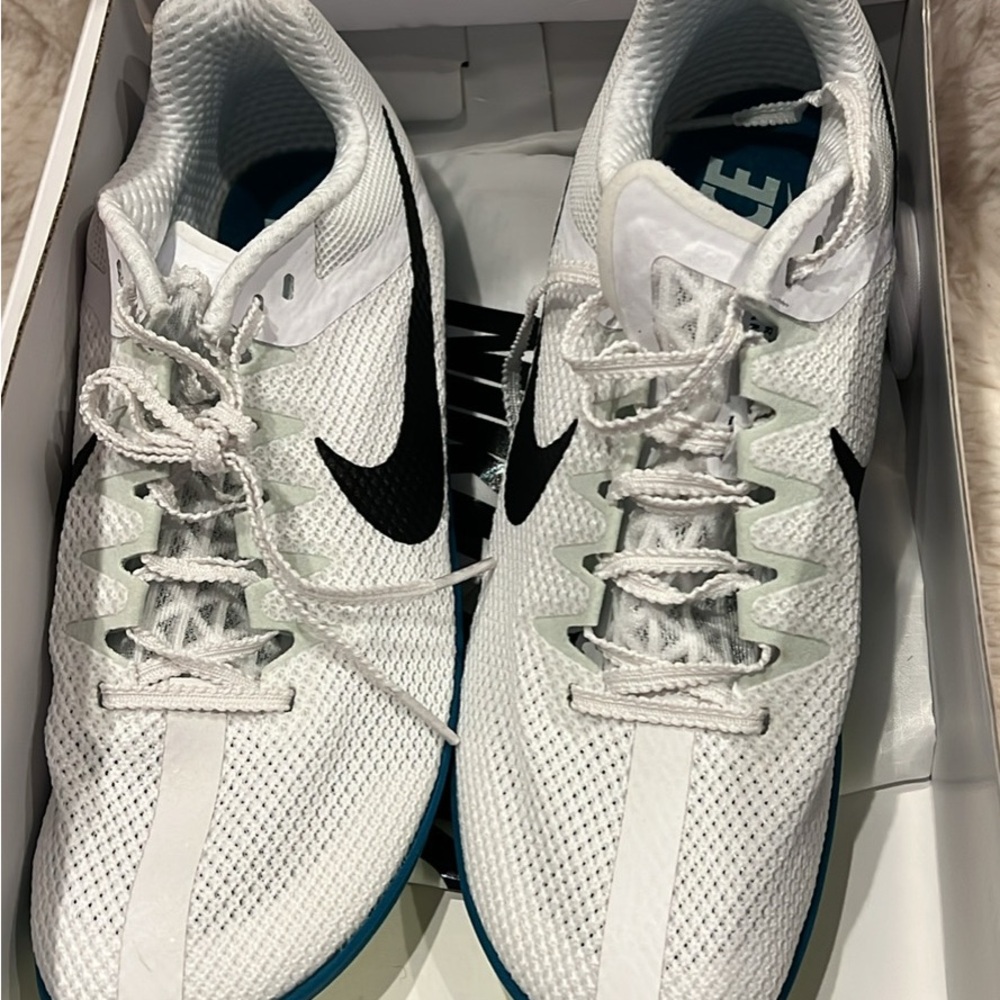 Nike Men's White and Black Zoom Rival Track Spikes